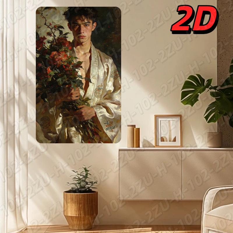 Flower Girl Portrait Metal Wall Art  Durable Wall Decor for Home 20x30cm