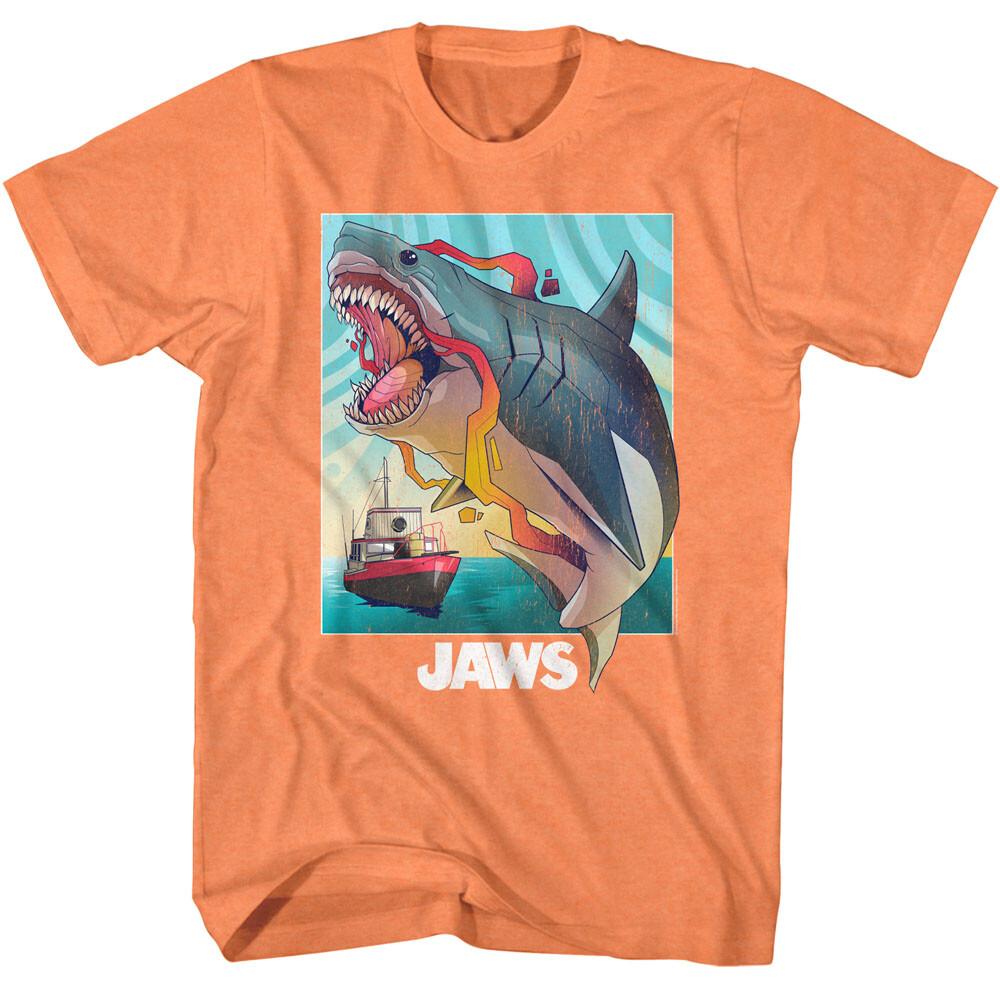 Jaws 70 Thriller Movie Colorful Great White Orca Boat Framed Men T Shirt XL
