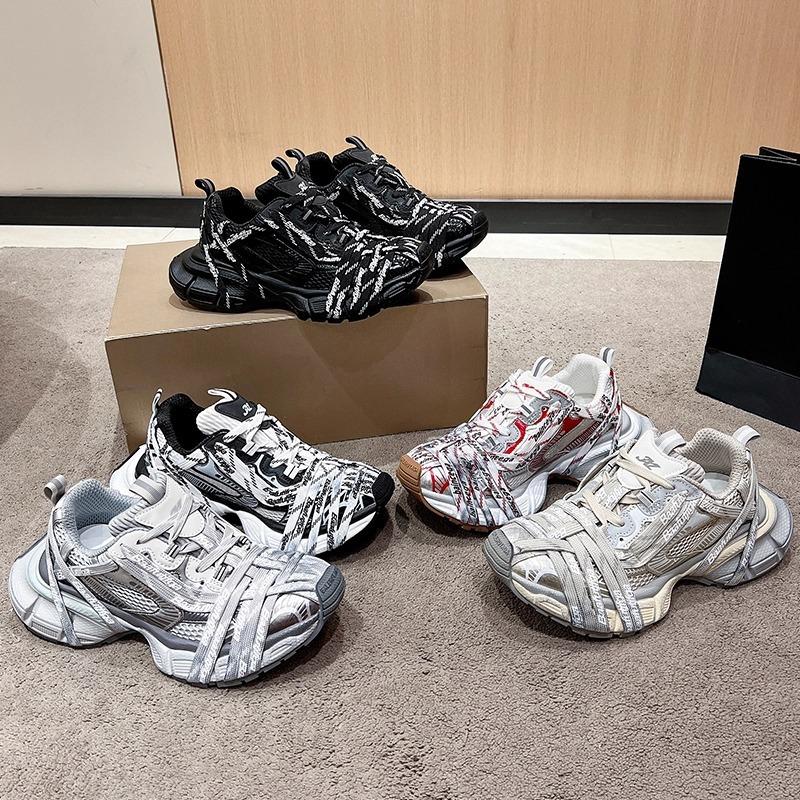 Men's and women's spider woven strap letter dad shoes 2025 autumn new models old thick-soled mesh breathable sneakers