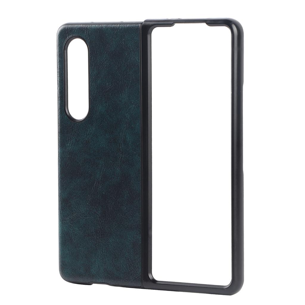 Business Leather Pattern Phone Case Shockproof Phone Cover for Samsung Galaxy Z Fold 3Blue