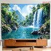 2D Plane 1 Large/small-sized Tapestry - Palm Tree Jungle Waterfall River Landscape Wall hanging.PMJ