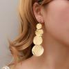 European Metal Round Drop Earrings Vintage Women Irregular Geometry Exaggerate Long Chunky Dangle Ear Pendant Statement Jewelry