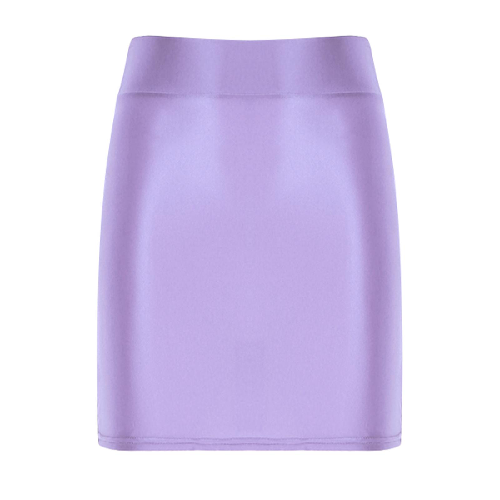 

Жіноча одноколірна спідниця-олівець з високою талією та гумкою. Приталена міні-спідниця для офісного повсякденного одягу L світло-фіолетового кольору