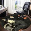 1pc Cat Skeleton Office Round Area Rug, Under Office Chairs Bedroom Living Room Home Decor, Room Deco, Available in Various Sizes 158
