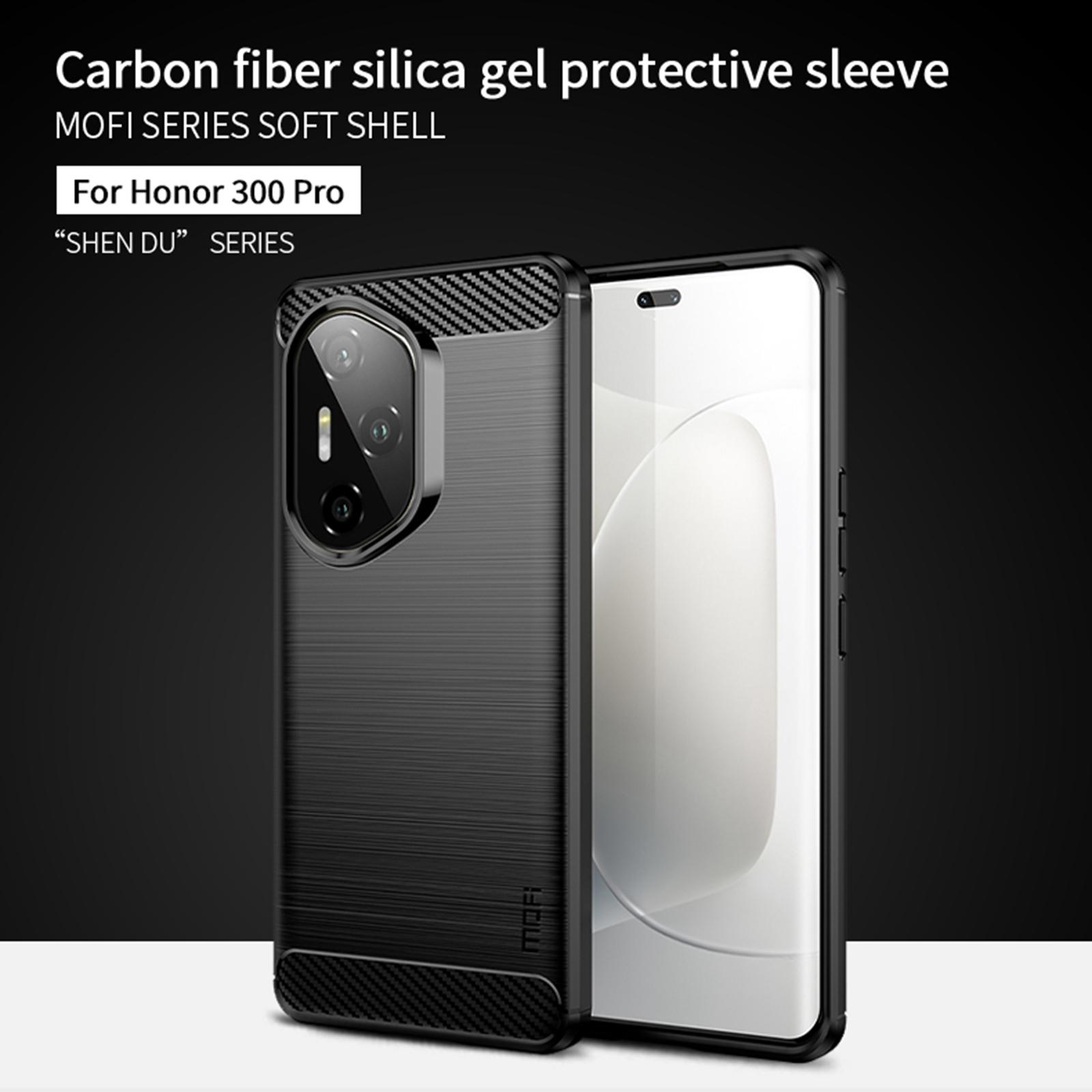 

For Honor 300 Pro Back Cover MOFI Brushed Texture Carbon Fiber Soft TPU Case Black