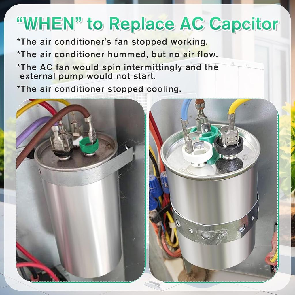 55+15 uF±6% 370/440V CBB65 Dual Run Round Capacitor for AC Motor, HVAC Capacitor, Air Conditioner Replacement, Heat Pump, Fan Start, Condenser