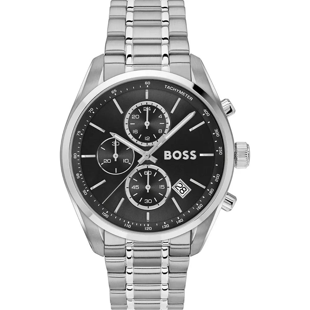 BOSS Grand Prix Black Dial Stainless steel Silver Men s Quartz Watch 1514251 чёрный