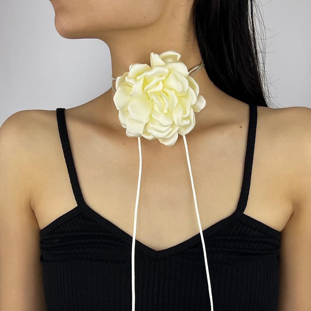 10Cm Satin Rose Necklace Three-Dimensional Adjustable Strap Waist Chain Necklace Dual-Use Jewelry