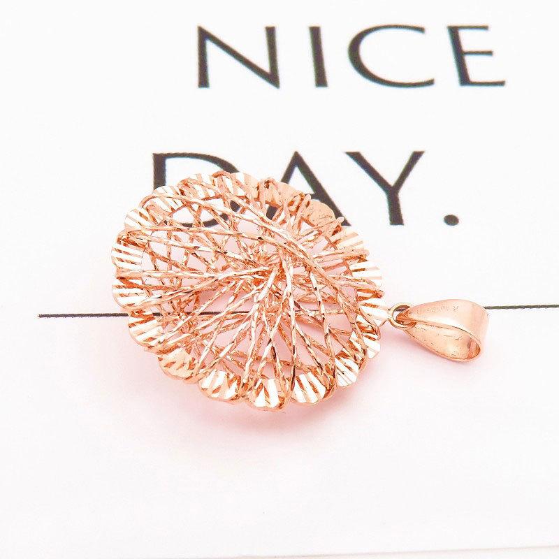 Purple Gold Round Brushed Pendant Fashion Temperament Rose Gold Plated Color Gold Necklace