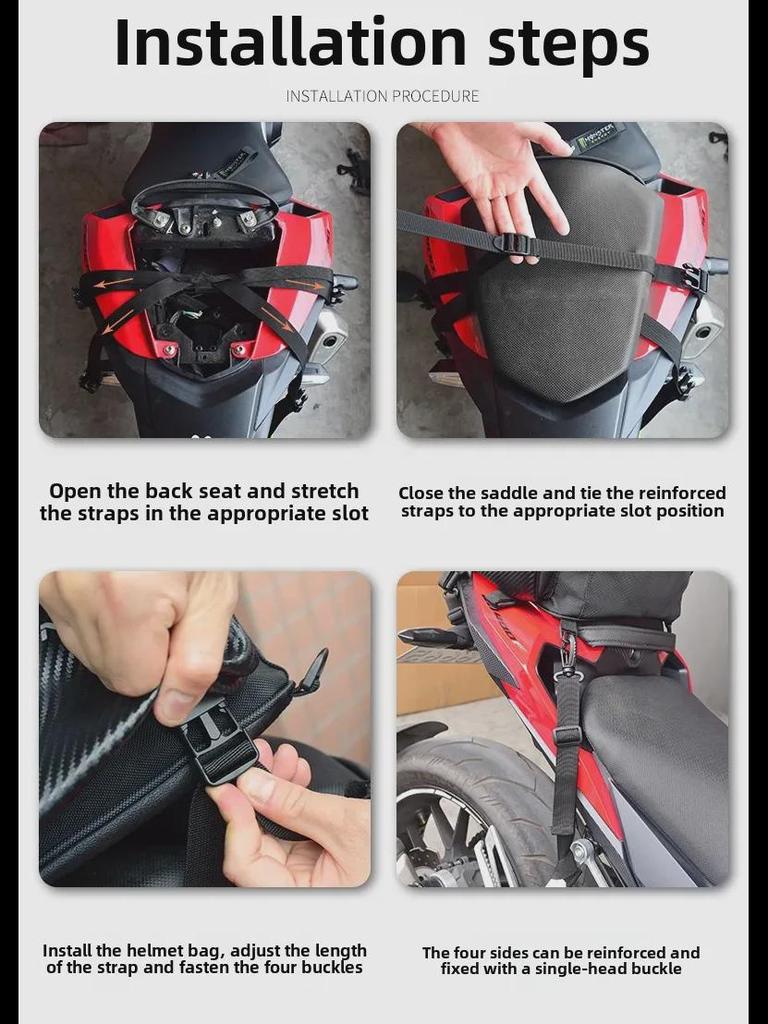 Motocyklový multifunkční pevný skořepinový ocasní vak a LED batoh na helmu