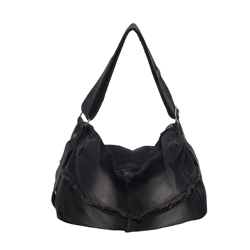 Retro Distressed Denim Crossbody Bag - New 2026 Large Capacity, Simple Casual Shoulder Bag for Women