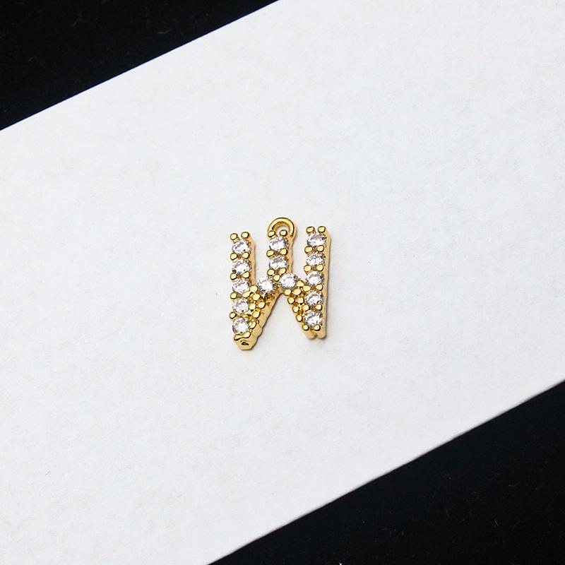 Copper-Plated Gold Micro-Inlaid Diamond English Letter Pendant: 26 Charm Options for Necklaces or Earrings