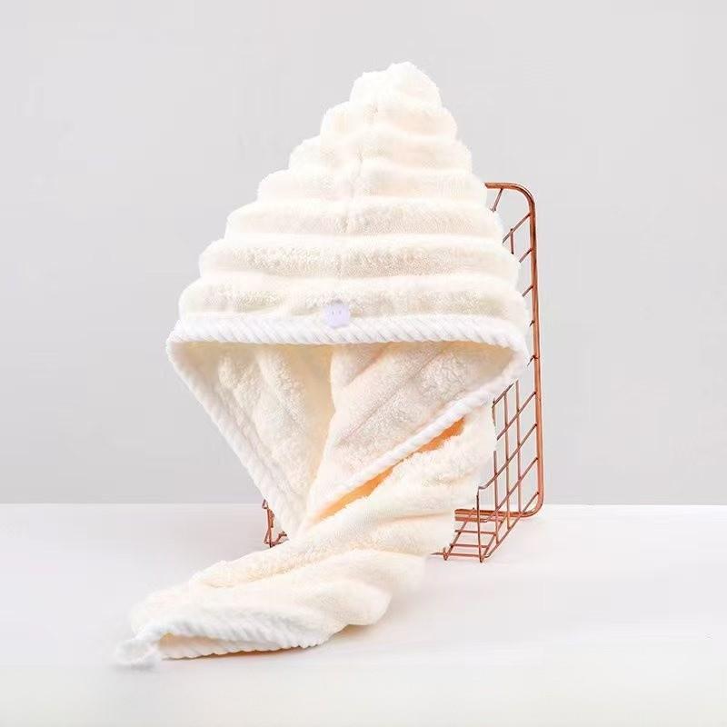 Coral Fleece Hair Drying Cap With Soft Absorbent Material For Home Use