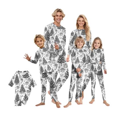 DIY Handbemalt Ausmalbar-Eltern-Kind-Outfit - Weihnachts-Print Rundhals Eltern-Kind Langarm Lange Hose Hauskleidungsanzug Frühling