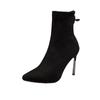 Fashion Aphixta Stiletto Boots Women Shoes Zip Stretch Fabric Female Botas Pointed Toe Mid-Calf Socks Thin High Heel Elastic High Boots