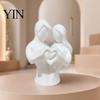 Easy Care Love Ornament 3D Printed Couple Heart Statue, Abstract Minimalist Lovers Embrace Figurine, Romantic Desktop Smooth Curved Lines Art