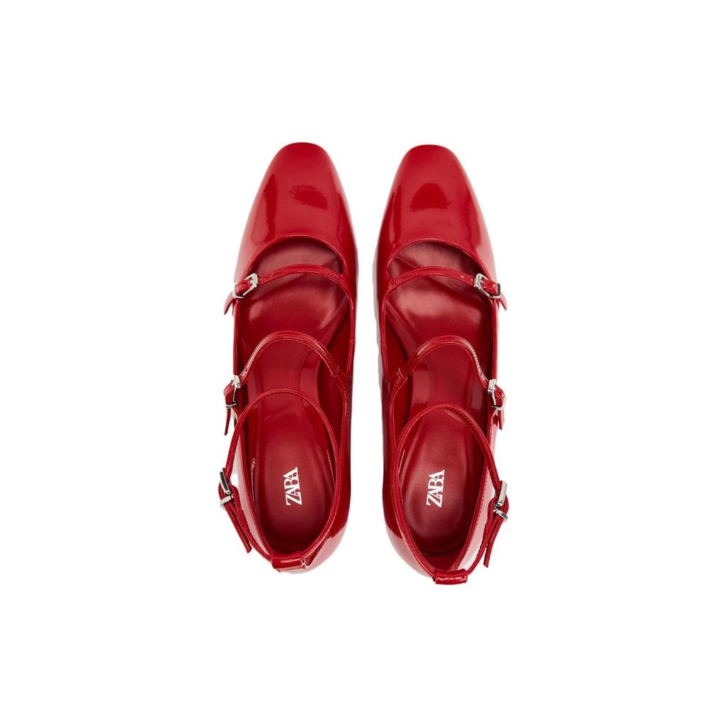 Zara Pu Strap High Heel Chunky Mary Jane Shoes 4Cm Women Shoes Red 12216310600