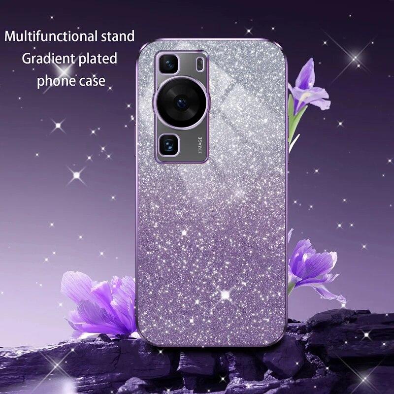 Luxury Gradient Glitter Plating Case For Huawei P60 P50 Pro P40 P30 Lite Mate 60 50 40 30 Pro P Smart 2021 Y7A Y9A Y9S Y9 2019 Silicone Back Cover