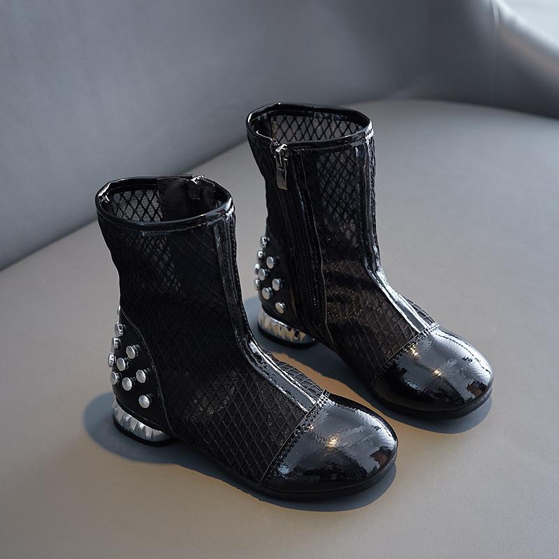 

Summer Girls Boots Newest Thin Mesh Hollow Martin Boots British Style Children S Show Perform Boots Princess Rivet Cool Boots 29