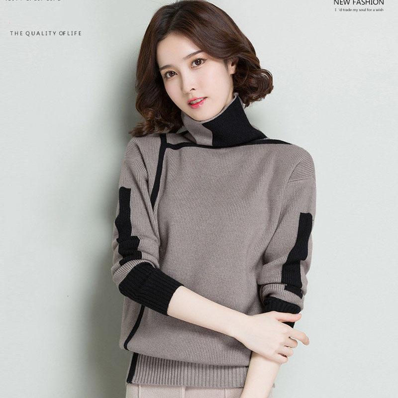 Damen Locker Verliert Keine Farbe Rollkragenpullover Strickpullover Herbst und Winter Kurzer Absatz Plus Samt Unterhemd