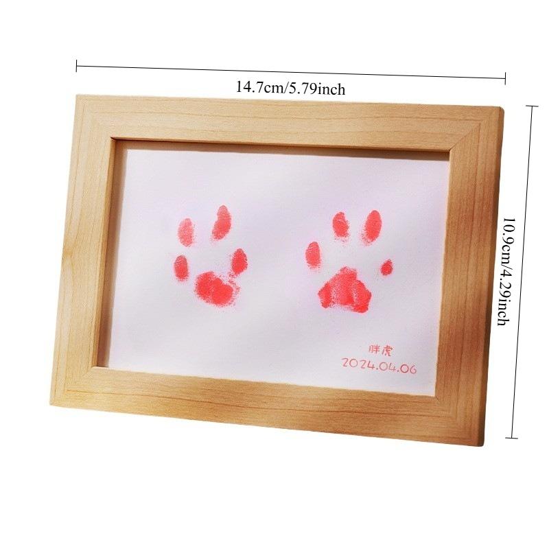 2026 New Home Decoration Pet Paw Print Clay Photo Frame Cat Footprint Setting Table Dog Birthday Gift Log Color Photo Frame