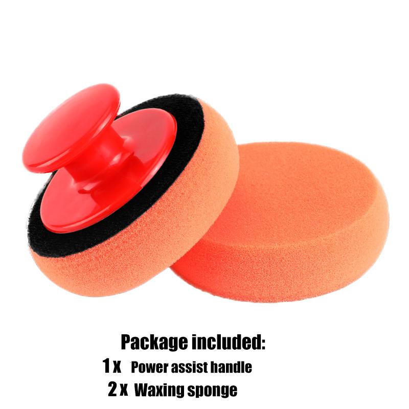 Car Waxing Polish Wax Foam Sponge Applicator Car Waxing Polishing Sponge Pads with Power Handle Auto Detailing Cleaning Tools