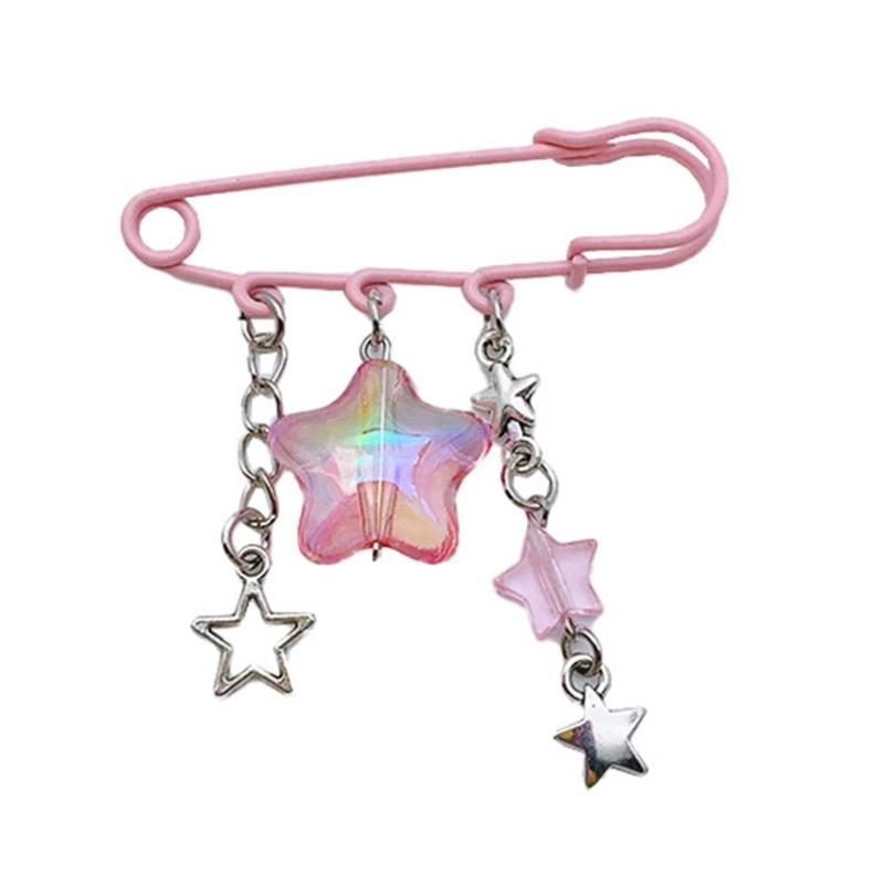 

Unique Sweater Shawl Clip Star Fringe Brooch Pin Colorful Starry Breastpin for Shirt Fashionable Collar Safety Pins 1 розовый