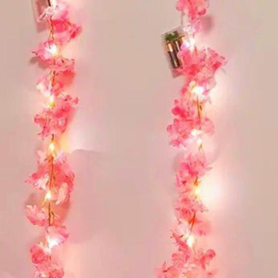 Artificial Garland String Light 10 Ft Faux Cherry Blossom Garland Green Creeper Vine Light 30 LED Lights Battery Operated String Light for Home