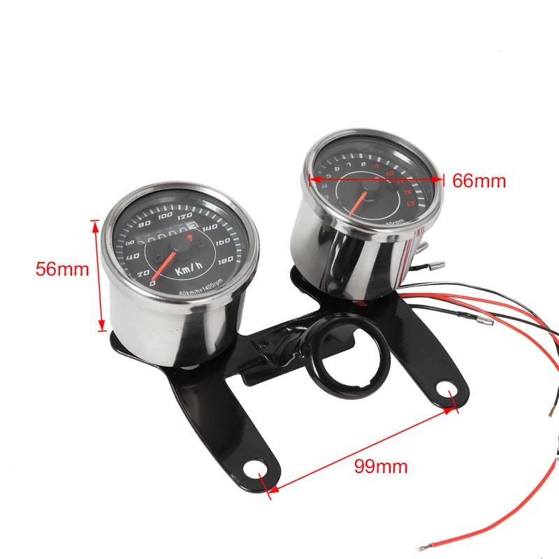 2-in-1 Motorrad LED Rücklicht Kilometerzähler & Drehzahlmesser Geschwindigkeitsmesser Messgerät Baugruppe Universal Chrom Für Harley Honda