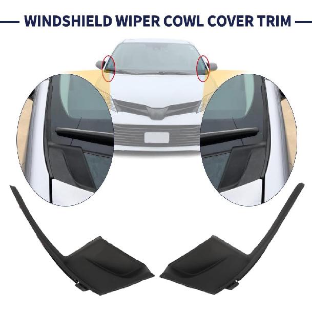 2Pcs Windshield Wiper Cowl Cover Trim 53866-08020 53867-08020 Compatible With Toyota Sienna 2011 2012 2013 2014 2015 2016 2017 2018   Wiper Cowl Trim