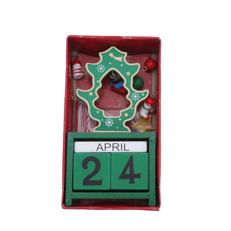 Creative Wood Desktop Calendar Ornament Perpetual Calendar Blocks Present for Christmas Decor