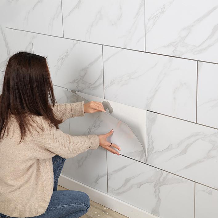 10/20PCS 3D PVC 60*30CM Imitation Marble Self-adhesive Wall Stickers Floor Sticker Waterproof Bathroom Kitchen Home Decor