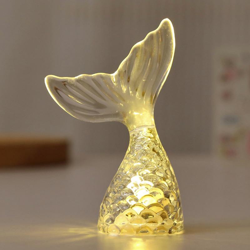 Electronic Candle Lamp Glowing Mermaid TailNight Light Desktop Ornament Micro Mini Decoration