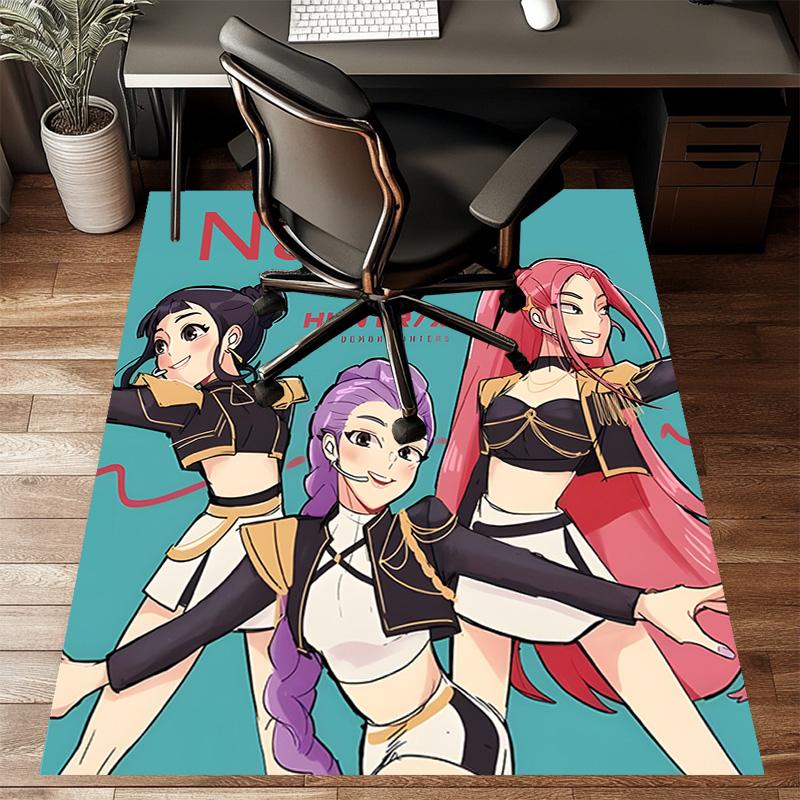 Custom KPop Demon Hunters Mat Personalized Name, Polyester Washable Indoor Entryway Rug, Gift for Christmas, Easter, Thanksgiving Day