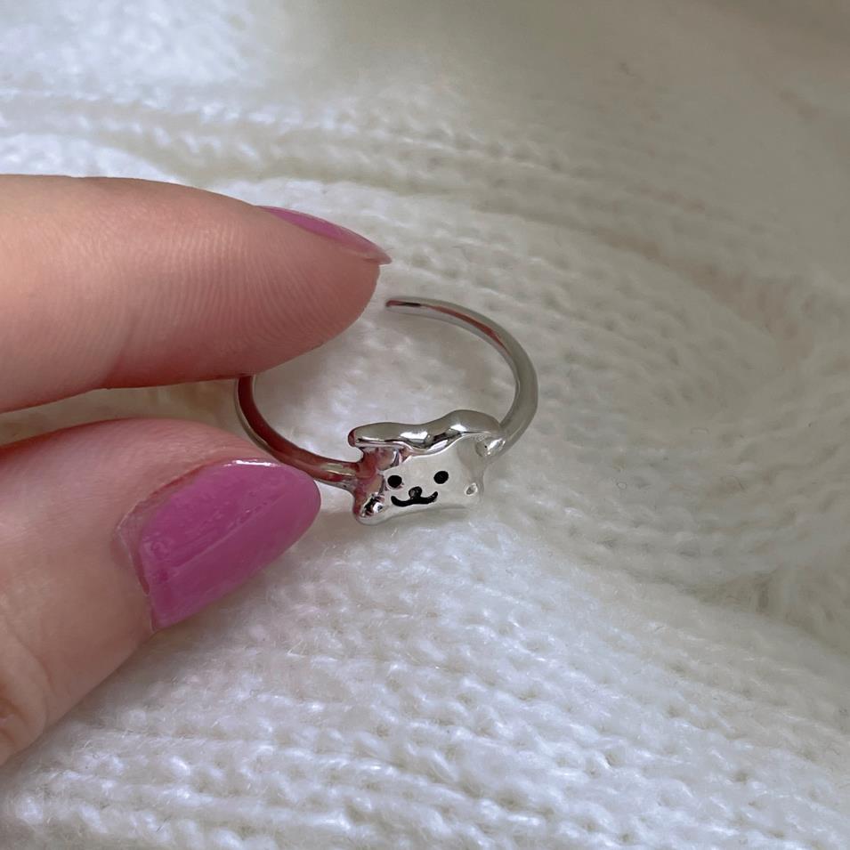 

Кольцо с открытым колечком в виде собаки, женское, универсальное, простое, нишевое, модное, ювелирное, 925 пробы, индивидуальное, модное кольцо opening adjustable