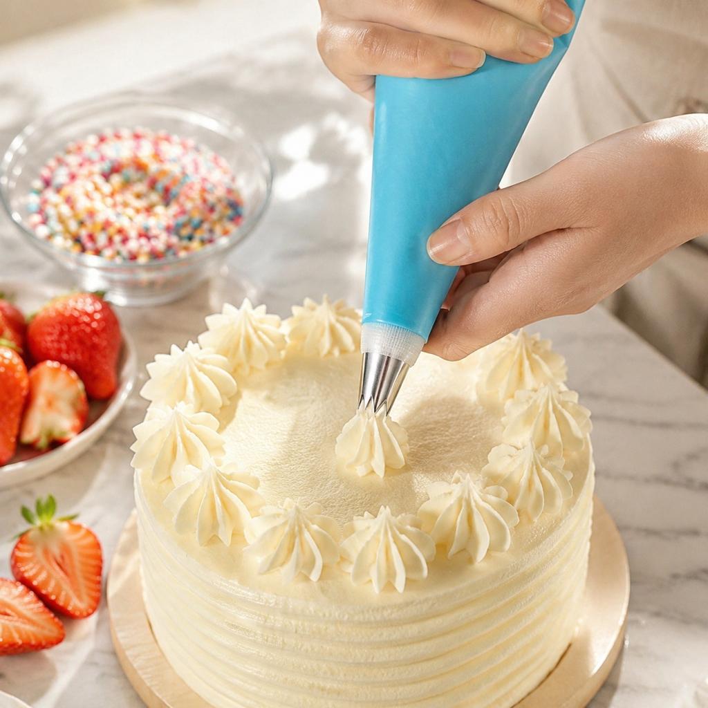 34-Piece Stainless Steel Cake Decorating Nozzle Set with Silicone Piping Bags and Scrapers for DIY Baking and Pastry Decoration