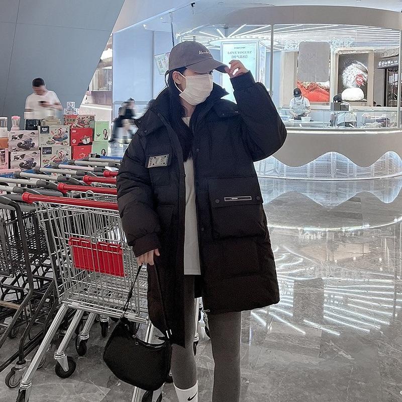 

Новая Мода Многокарманная Свободная Толстовка с Капюшоном Хлопковая Куртка Женская Длинная Зимняя Большого Размера Хлеб и Одежда Инструментальное Пальто XXL чёрный