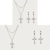 Cross Necklace Set For Women With Pearl Chain And Gemstone Pendant For Style Jewelry