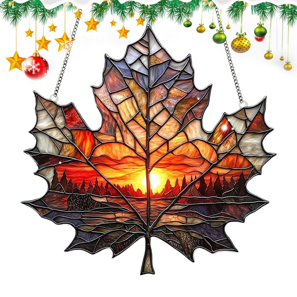Maple Leaf Sun Catcher for Window Acrylic 2D Fall Sun Catcher Pendant Seasonal Decor for Weekday Holiday Offices Home Birthday