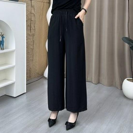

Summer Women s High Waist Cropped Wide Leg Pants: Casual, Loose, Thin, Drawstring Style for Mid-Aged. 2XL (105-120 jin)