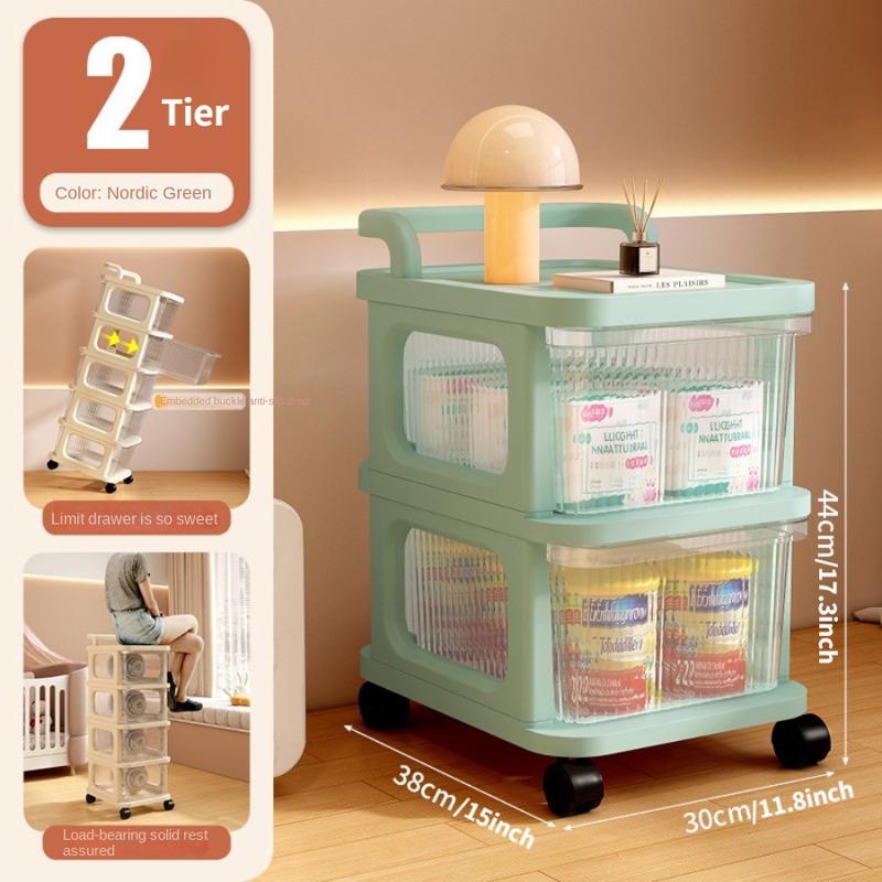 

2 layers Transparent Trolley Drawer-Type Acrylic Miscellaneous Drawer Mobile Kitchen Storage Storage Rack Snack Rack Trolley зелений
