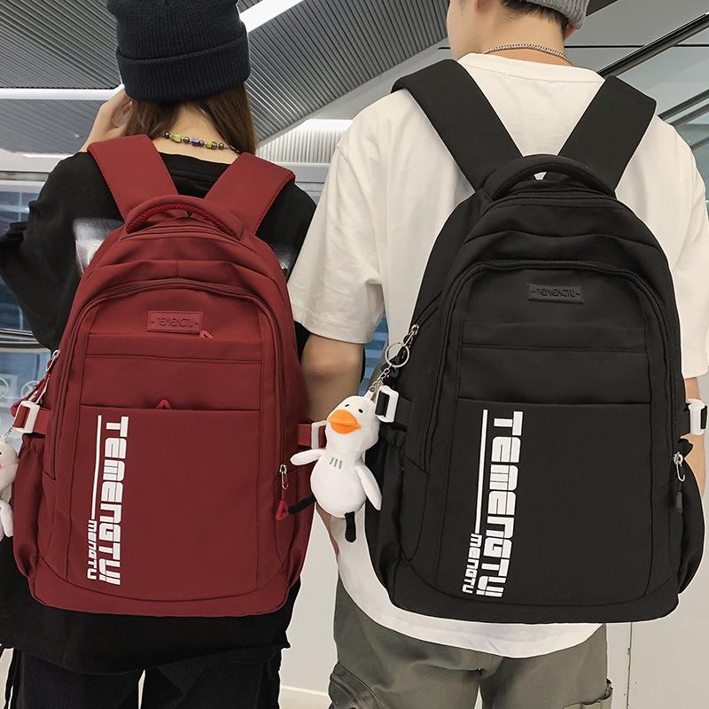 School Bag Junior High School Girls Burgundy Backpack Men College Students Middle School Students High Quality
