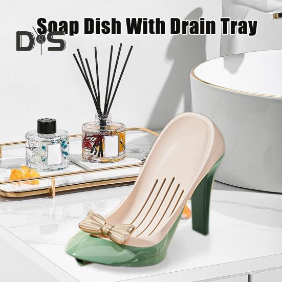 Shower Soap Holder with Suction Cup Drain Tray High Stability Creative High Heel Shaped Storage Plate Soap Dish