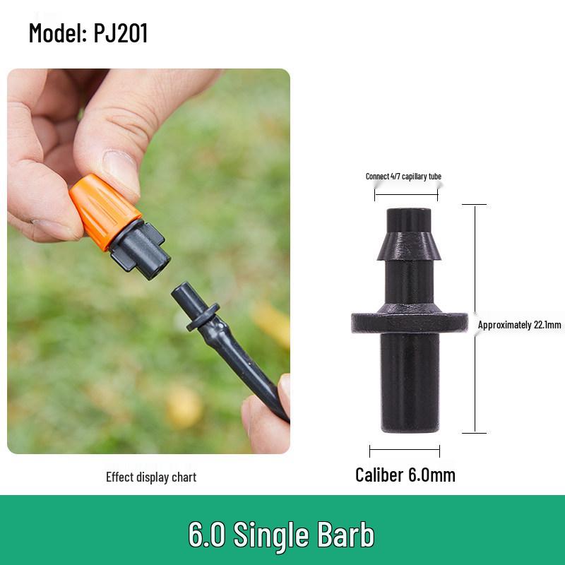 Capillary and Micro-Sprinkler Fittings: Single/Double Hooks, Tee, Straight Connector, Drip Stop, Mountain Bracket, Five-Way, Greenhouse.