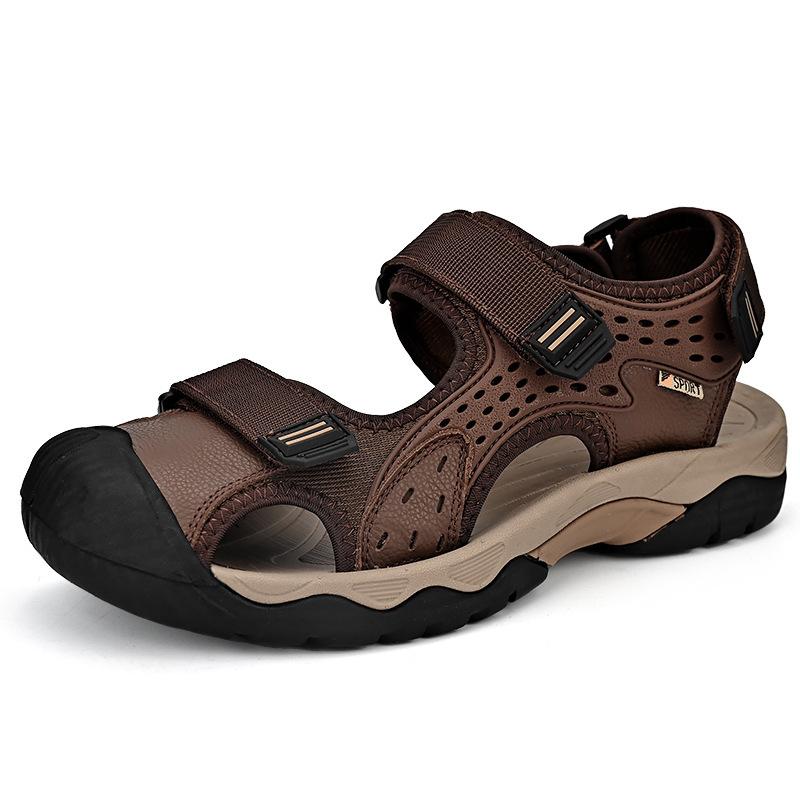 

Новые летние мужские сандалии большого размера с защитой от столкновений, сандалии ручной работы для отдыха на природе, пляжная обувь 38 коричневый