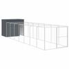 VidaXL Niche pour chien avec cour anthracite 214x865x181 cm, cage pour chien, abri pour chien, maison pour animaux, cages 3189122