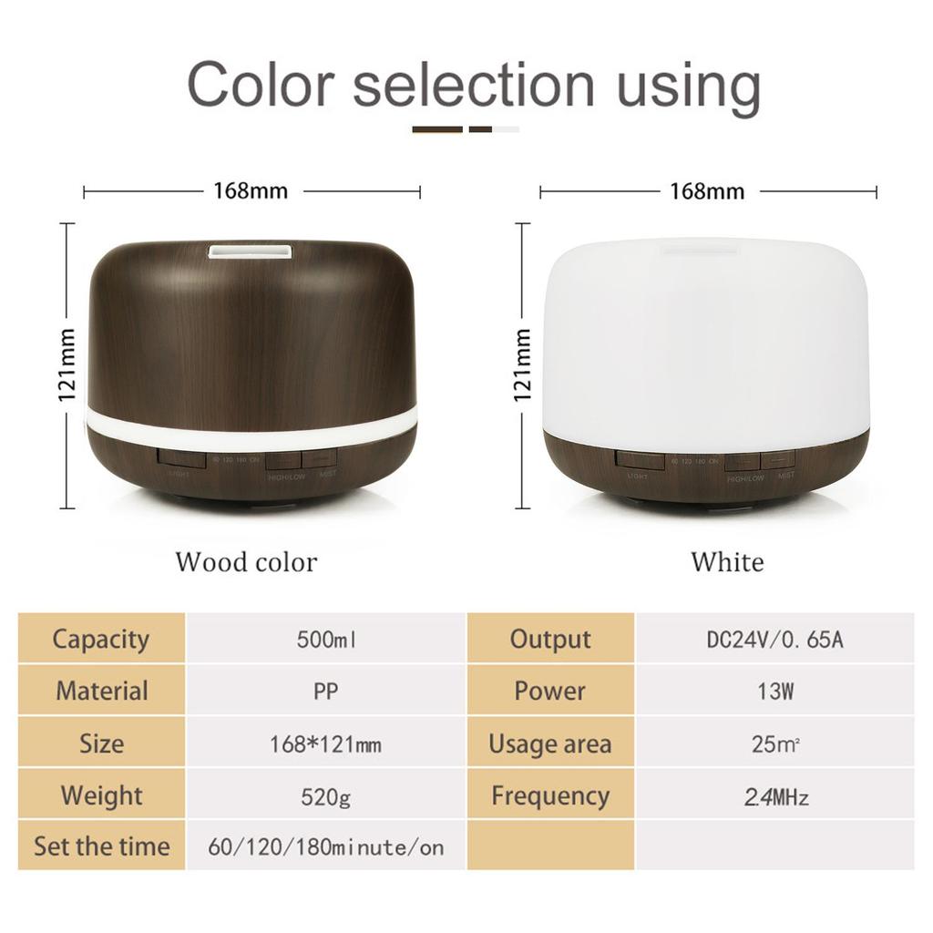 500ML Creative Muji-Style Aroma Diffuser: Indoor Humidifier & Seven-Color Night Light