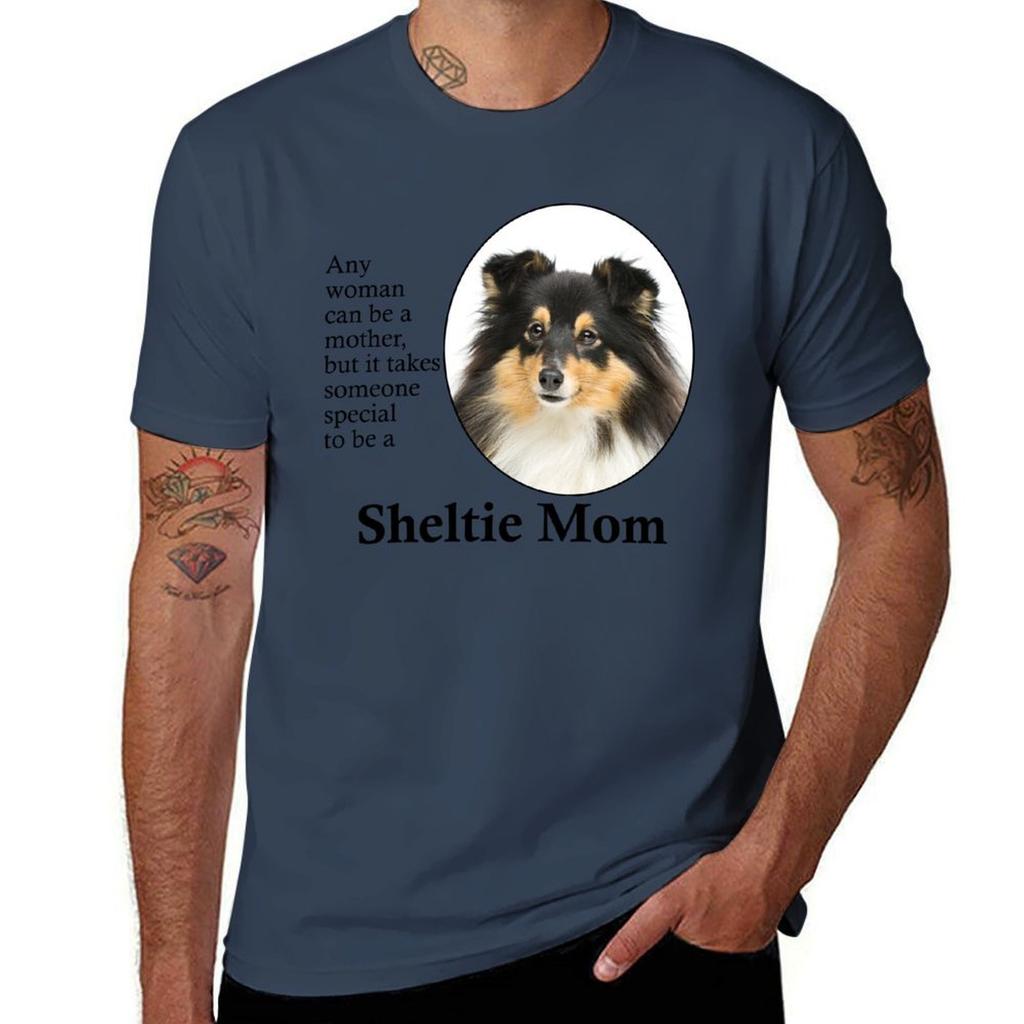 TriColor Sheltie Mom TShirt Plus Size Lightweight Top