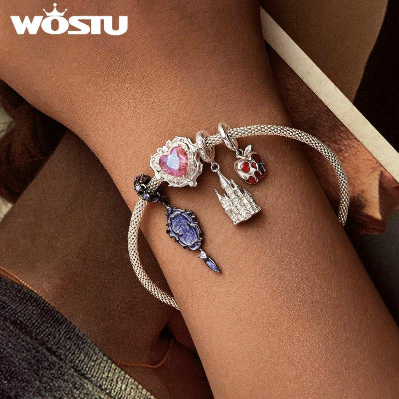 WOSTU 2024 neue 925 Sterling Silber Magic Castle Charm Perlen passen Charm Armband Schmuck DIY 925 Bamoer Charm Perlen