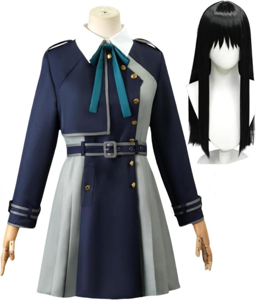 COSSA Licorice Recoil Nishikigi Senzoku Takina Inoue Cosplay Costume, Cosplay Uniform, Adult, Event, Takina Inoue Wig (XL, Takina Inoue + Wig)